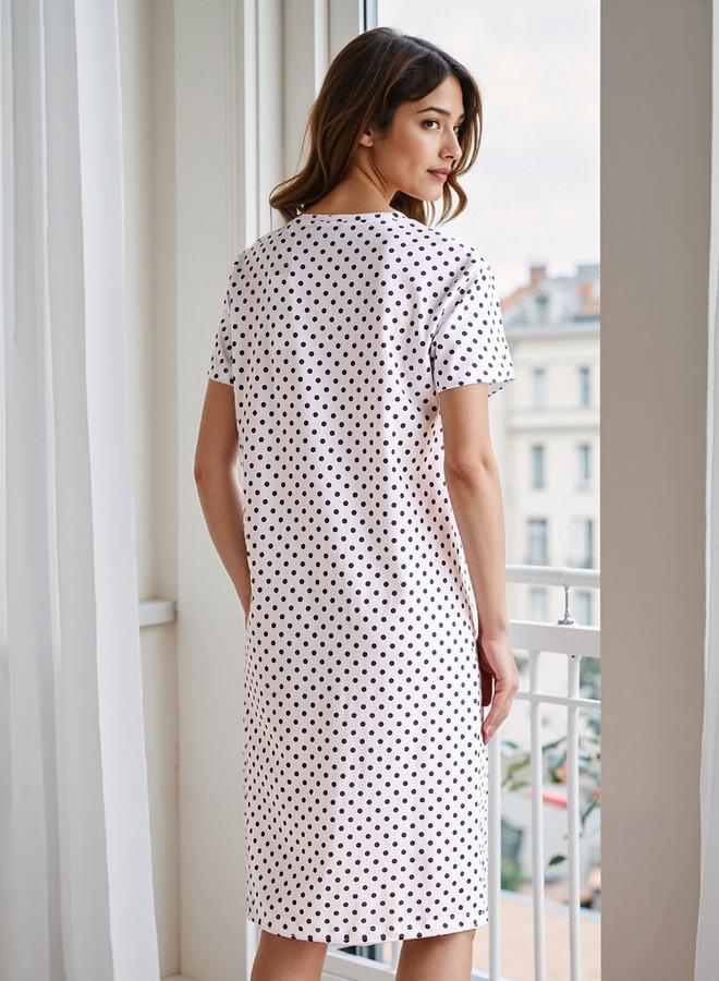 سبلاش فيڤ فستان نوم بطبعة منقطة - Image 3