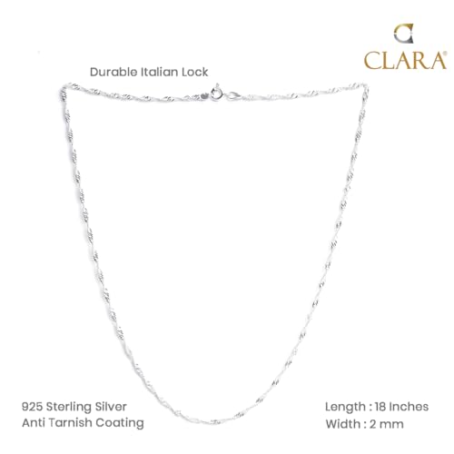 Clara 925 Sterling Silver Twisted Chain Necklace in 18 inches | Gift for Women and Girls| With Certificate of Authenticity and 925 Stamp - Image 5