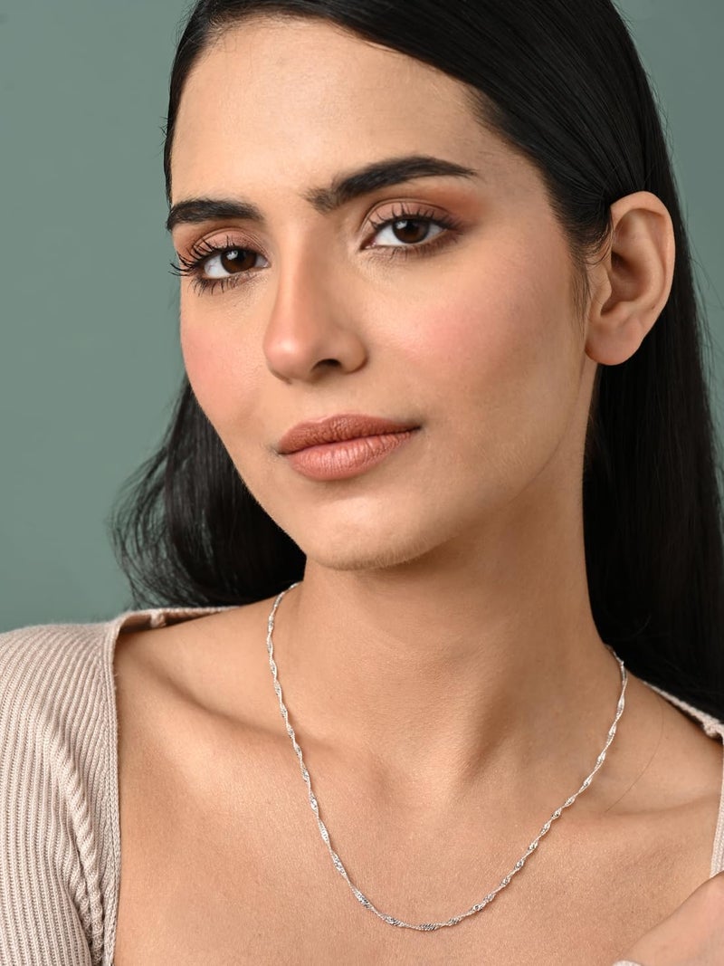 Clara 925 Sterling Silver Twisted Chain Necklace in 18 inches | Gift for Women and Girls| With Certificate of Authenticity and 925 Stamp - Image 4