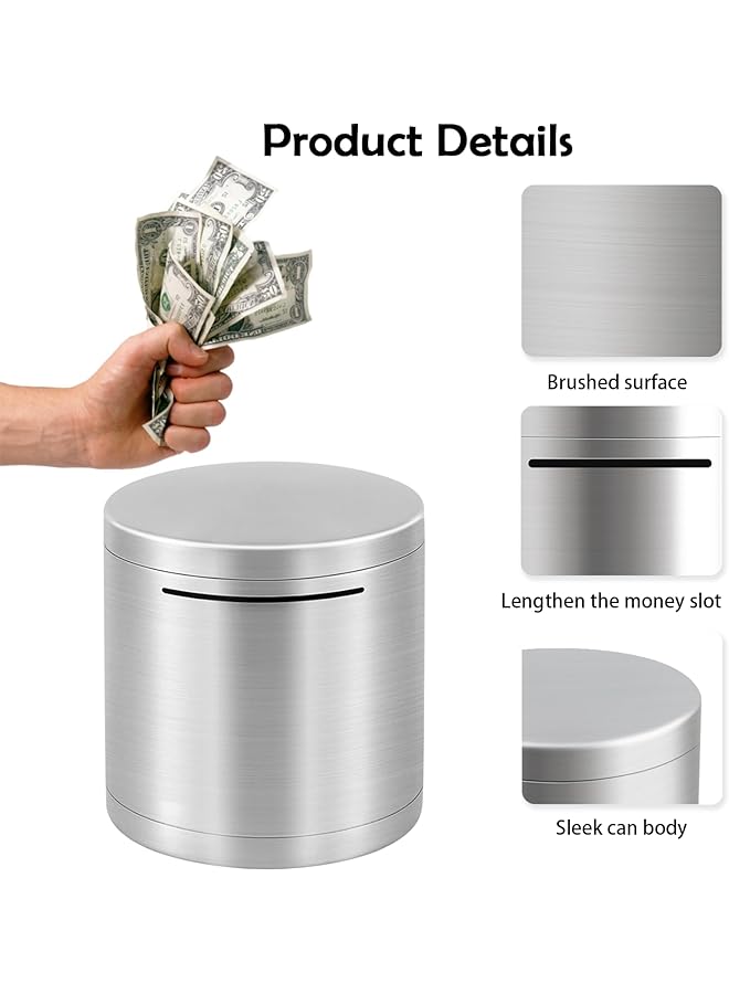 إيروريكس حصالة نقود للكبار مصنوعة من الفولاذ المقاوم للصدأ حصالة نقود غير قابلة للكسر تساعد في الميزانية والتوفير يجب كسرها لفتح حصالة نقود لتوفير المال 5.9 بوصة - Image 3