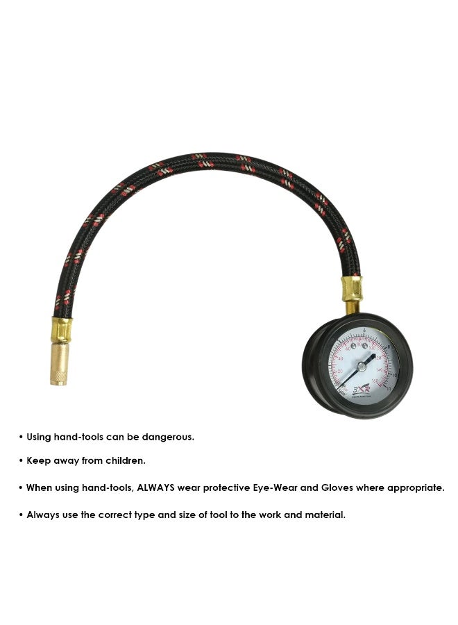 3XR Tire Pressure Gauge with Rubber Air Hose Heavy Duty Analog Tyre Pressure Meter for Car Bike Truck Accurate PSI Meter Portable Air Pressure Checker - Image 4