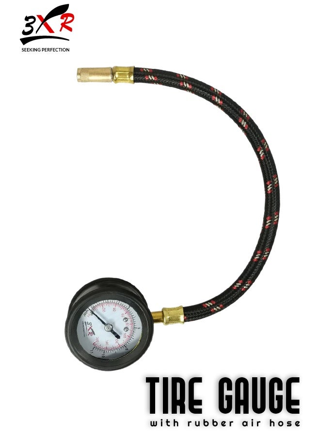 3XR Tire Pressure Gauge with Rubber Air Hose Heavy Duty Analog Tyre Pressure Meter for Car Bike Truck Accurate PSI Meter Portable Air Pressure Checker - Image 5