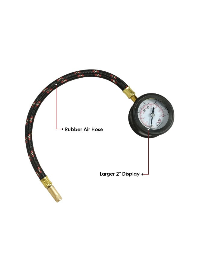 3XR Tire Pressure Gauge with Rubber Air Hose Heavy Duty Analog Tyre Pressure Meter for Car Bike Truck Accurate PSI Meter Portable Air Pressure Checker - Image 2