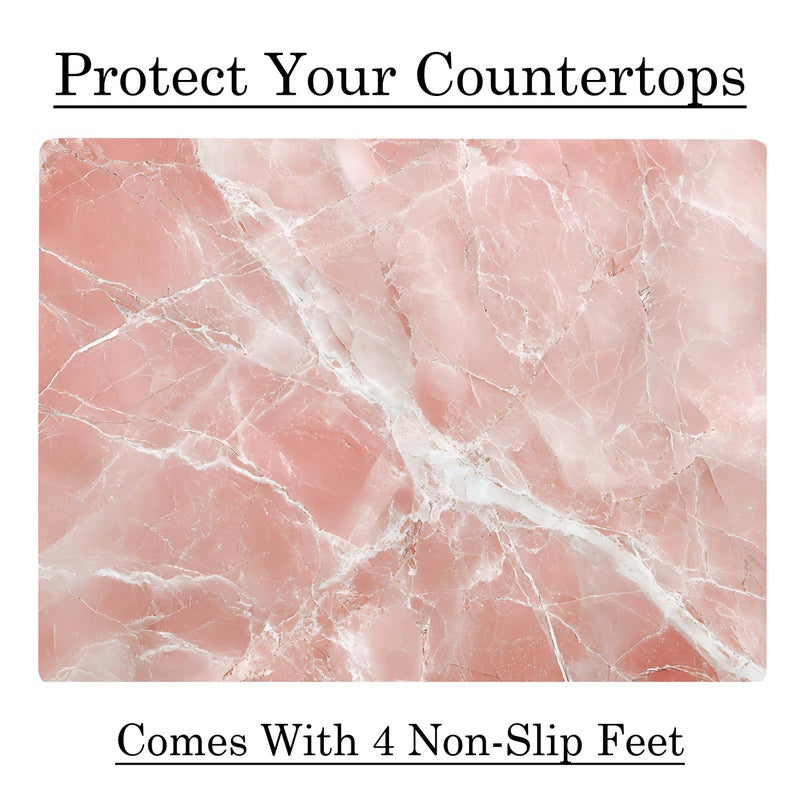 DAJDC White Pink Rose Quartz Agate Marble Kitchen Glass Cutting Board Ocean Decorative Gift Marbled Granite Stone Rock Gift For Her Mom Wife (White Pink) - Image 5