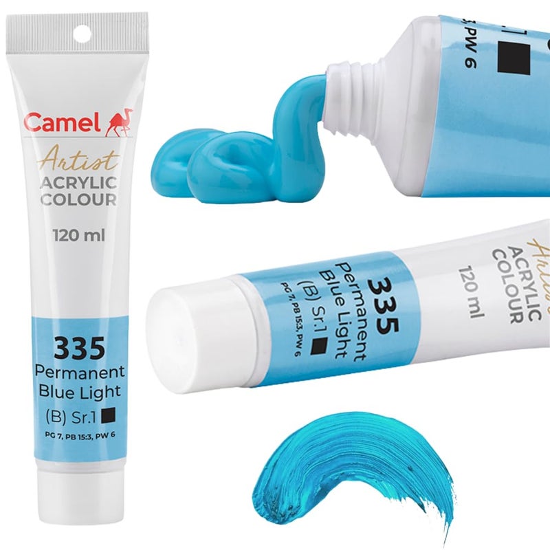 Camlin Camel Artist Acrylic Color 120ml Tube (Permanent Blue Light 335 S-1) - Image 2