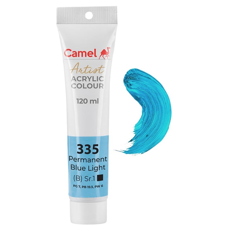 Camlin Camel Artist Acrylic Color 120ml Tube (Permanent Blue Light 335 S-1) - Image 1
