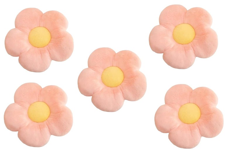AVS AVS Flower Cushion Pillow for Sofa Velvet Throw Pillow for Office Sofa Back Cushion Soft Decorative Cushions for Kids RoomLiving RoomBedroom Seating Cushion Set of 5 Size 35 Cm Pink  - Image 1
