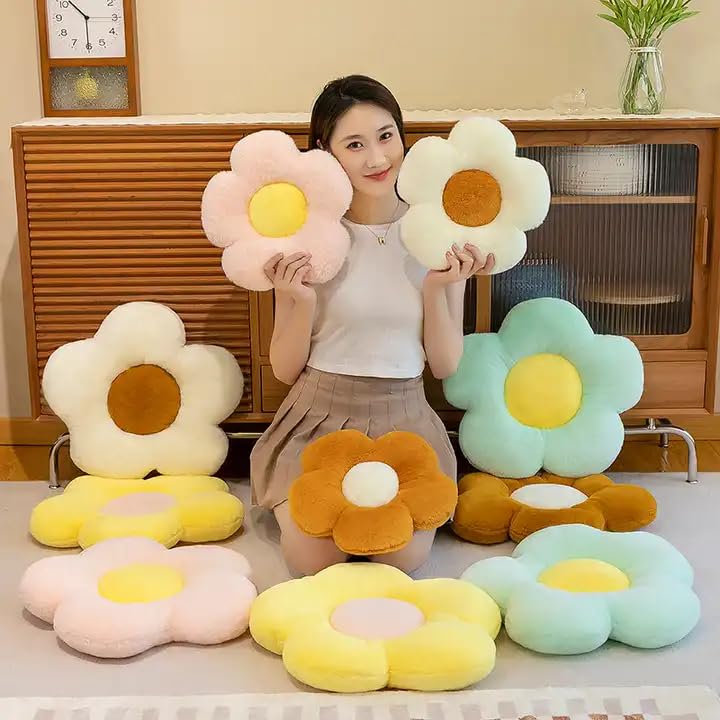 AVS AVS Flower Cushion Pillow for Sofa Velvet Throw Pillow for Office Sofa Back Cushion Soft Decorative Cushions for Kids RoomLiving RoomBedroom Seating Cushion Set of 5 Size 35 Cm Pink  - Image 5
