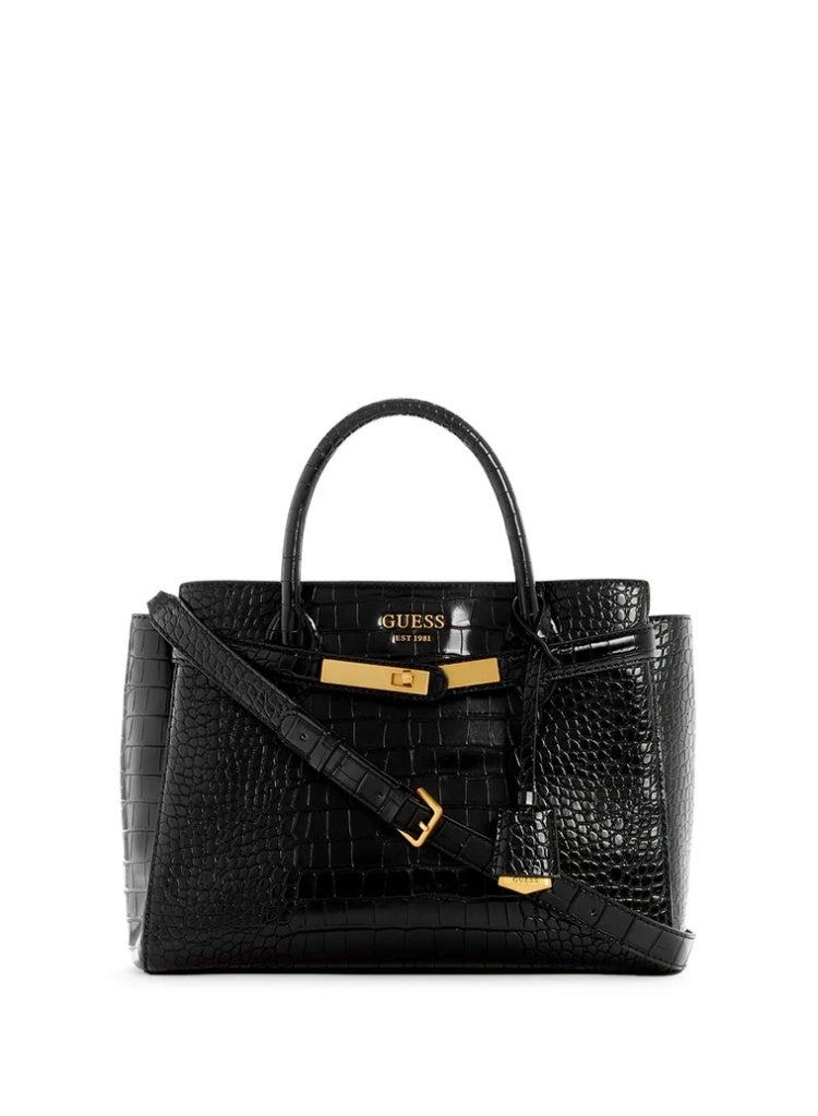 GUESS Handbag EnISA crocodile pattern black color - Image 1