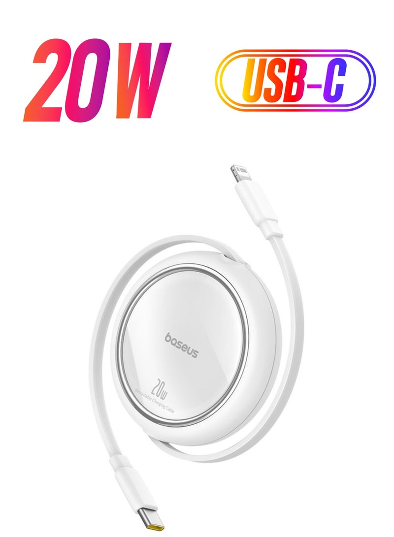 بيسوس كابل شحن سريع قابل للسحب 20 واط USB-C إلى Lightning بحجم صغير جداً، كابل شاحن USB Type-C إلى Lightning لجهاز iPhone 14 Pro Max Plus، 13، 12، iPad، iPad Air، iPad Pro، و Air Pods– - Image 1