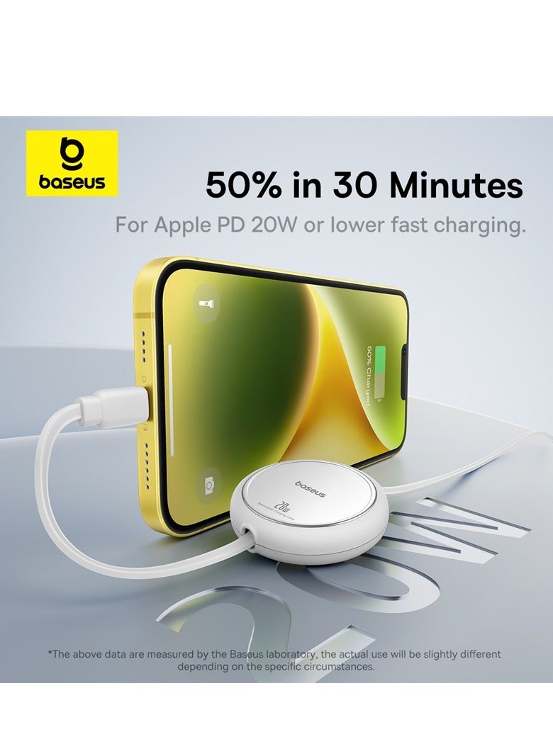 بيسوس كابل شحن سريع قابل للسحب 20 واط USB-C إلى Lightning بحجم صغير جداً، كابل شاحن USB Type-C إلى Lightning لجهاز iPhone 14 Pro Max Plus، 13، 12، iPad، iPad Air، iPad Pro، و Air Pods– - Image 3