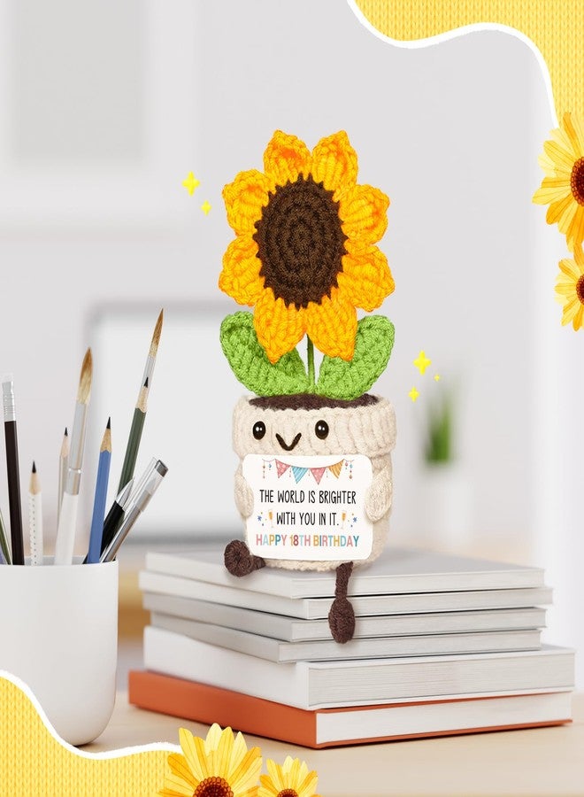 AceThrills 18th Birthday Gifts for Girls - Handmade Positive Sunflower Crochet with Card - Adorable Home Decor Gifts for 18 Year Old Best Friend Daughter Sister Girlfriend Bestie Niece - Image 4