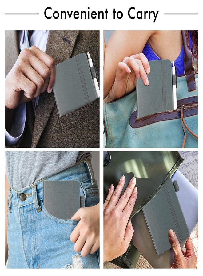 feela 3 Pack Pocket Notebook Journals with 3 Black Pens, A6 Mini Cute Small Journal Notebook Bulk Hardcover College Ruled Notepad with Pen Holder for Office School Supplies, 3.5”x 5.5”, Gray - Image 5