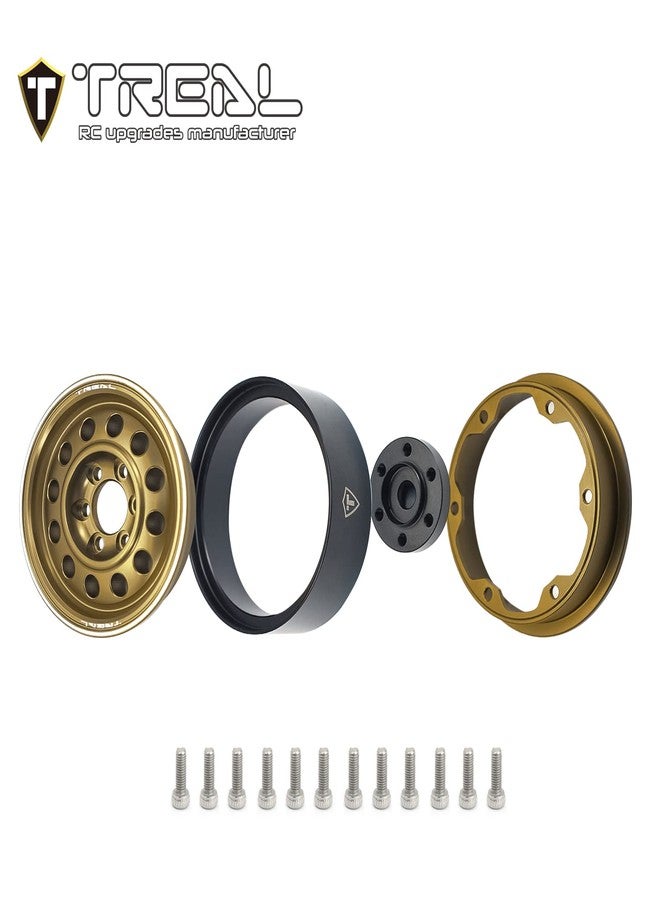 Treal Metal 1.9 Beadlock Wheel Rims 4pcs Vintage Design Wheel Hub for Wagon Wheel 1:10 RC Crawler -Type I (Bronze) - Image 5
