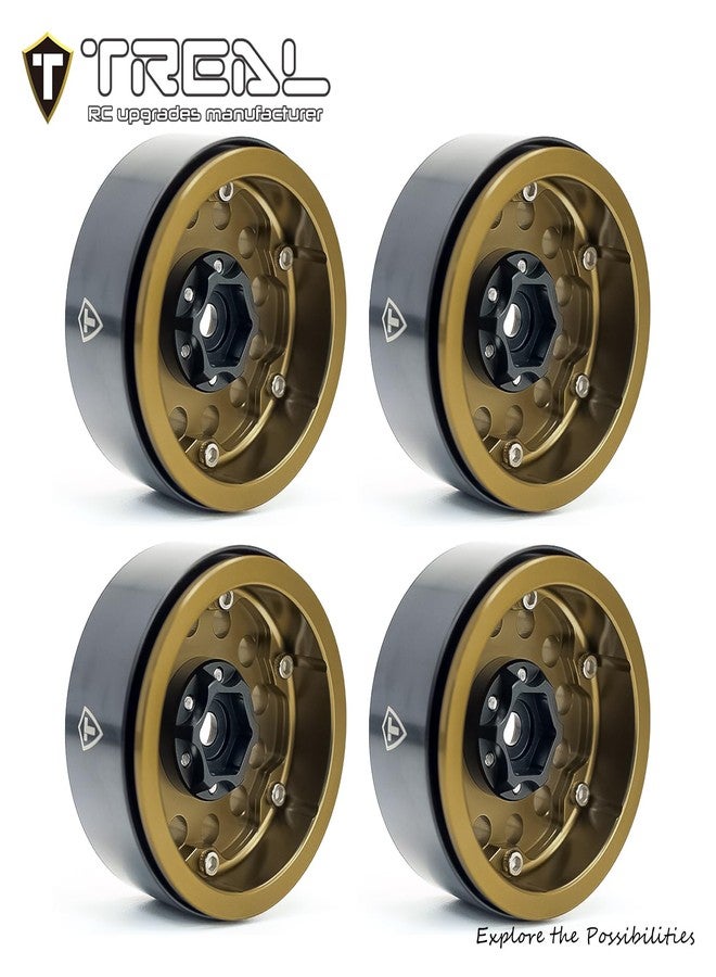 Treal Metal 1.9 Beadlock Wheel Rims 4pcs Vintage Design Wheel Hub for Wagon Wheel 1:10 RC Crawler -Type I (Bronze) - Image 3