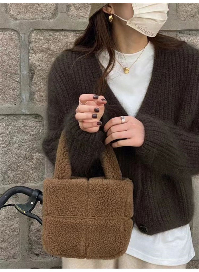 Leyuan Autumn Winter New Faux Mink Velvet Solid Color V-neck Knitted Cardigan Long Sleeve Coat Loose Lazy Style Women's Sweater - Image 5
