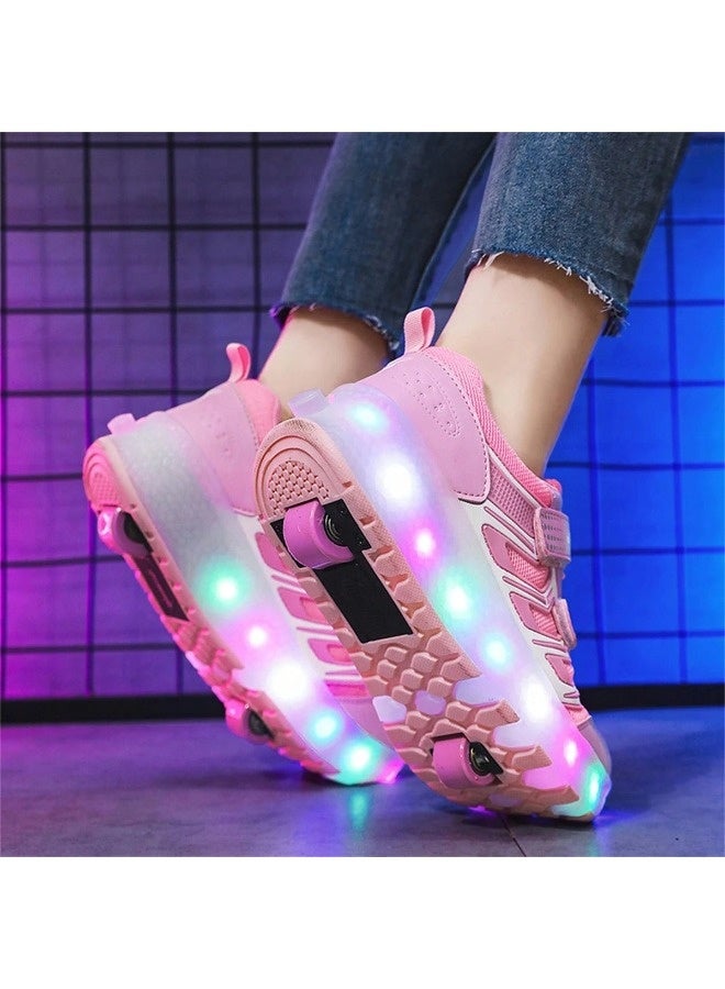 شيبشيب أحذية تزلج للأطفال مزودة بإضاءة LED رائعة، أحذية تزلج شبكية قابلة للتنفس للبنات، أحذية تزلج قابلة للسحب مناسبة للمبتدئين، أحذية بعجلات قابلة لإعادة الشحن عبر USB - Image 5