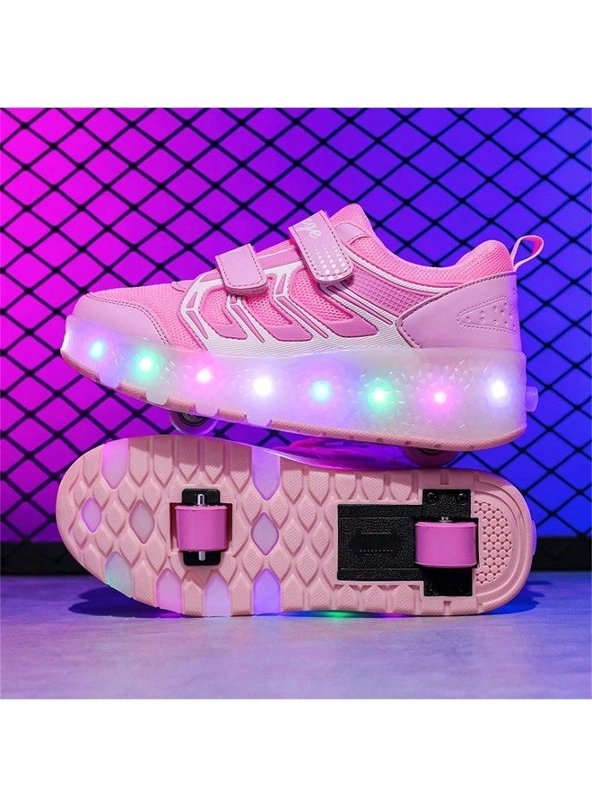 شيبشيب أحذية تزلج للأطفال مزودة بإضاءة LED رائعة، أحذية تزلج شبكية قابلة للتنفس للبنات، أحذية تزلج قابلة للسحب مناسبة للمبتدئين، أحذية بعجلات قابلة لإعادة الشحن عبر USB - Image 1