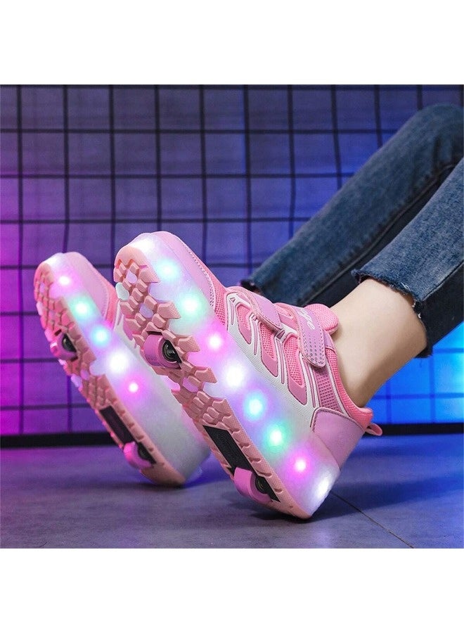 شيبشيب أحذية تزلج للأطفال مزودة بإضاءة LED رائعة، أحذية تزلج شبكية قابلة للتنفس للبنات، أحذية تزلج قابلة للسحب مناسبة للمبتدئين، أحذية بعجلات قابلة لإعادة الشحن عبر USB - Image 4