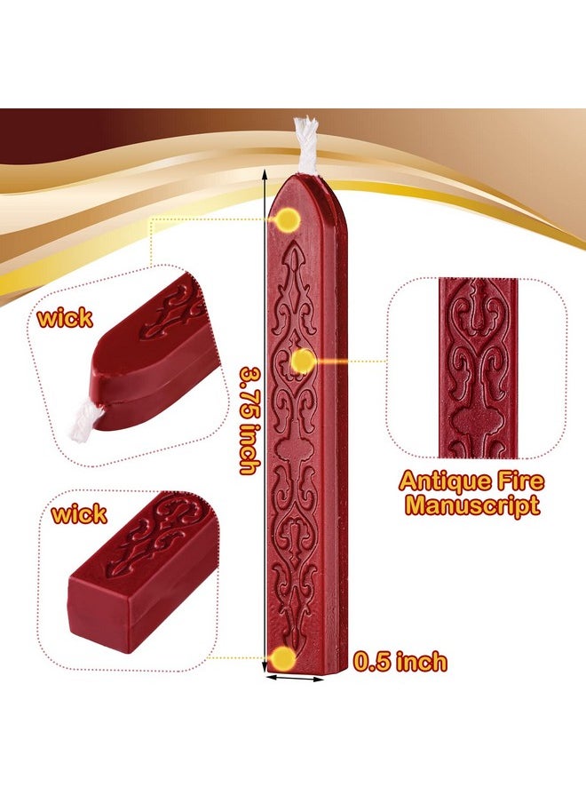 Bememo 12 Pieces Sealing Wax Sticks With Wicks Antique Fire Manuscript Sealing Wax For Wax Seal Stamp (Flashing Wine Red And Gold)  - Image 2