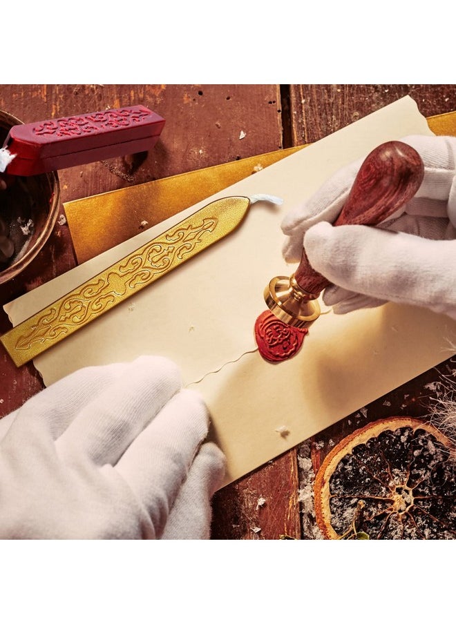 Bememo 12 Pieces Sealing Wax Sticks With Wicks Antique Fire Manuscript Sealing Wax For Wax Seal Stamp (Flashing Wine Red And Gold)  - Image 5