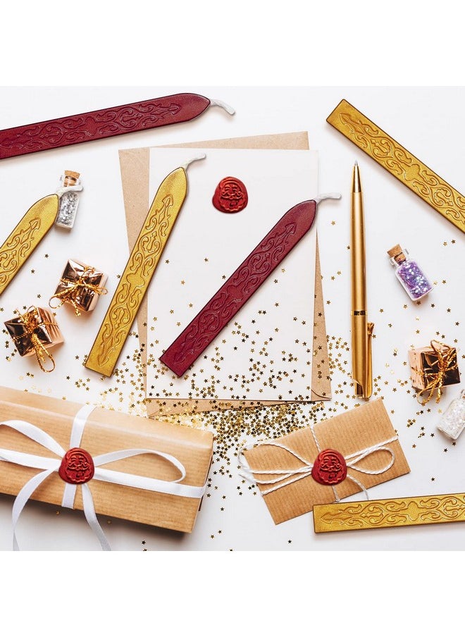 Bememo 12 Pieces Sealing Wax Sticks With Wicks Antique Fire Manuscript Sealing Wax For Wax Seal Stamp (Flashing Wine Red And Gold)  - Image 3