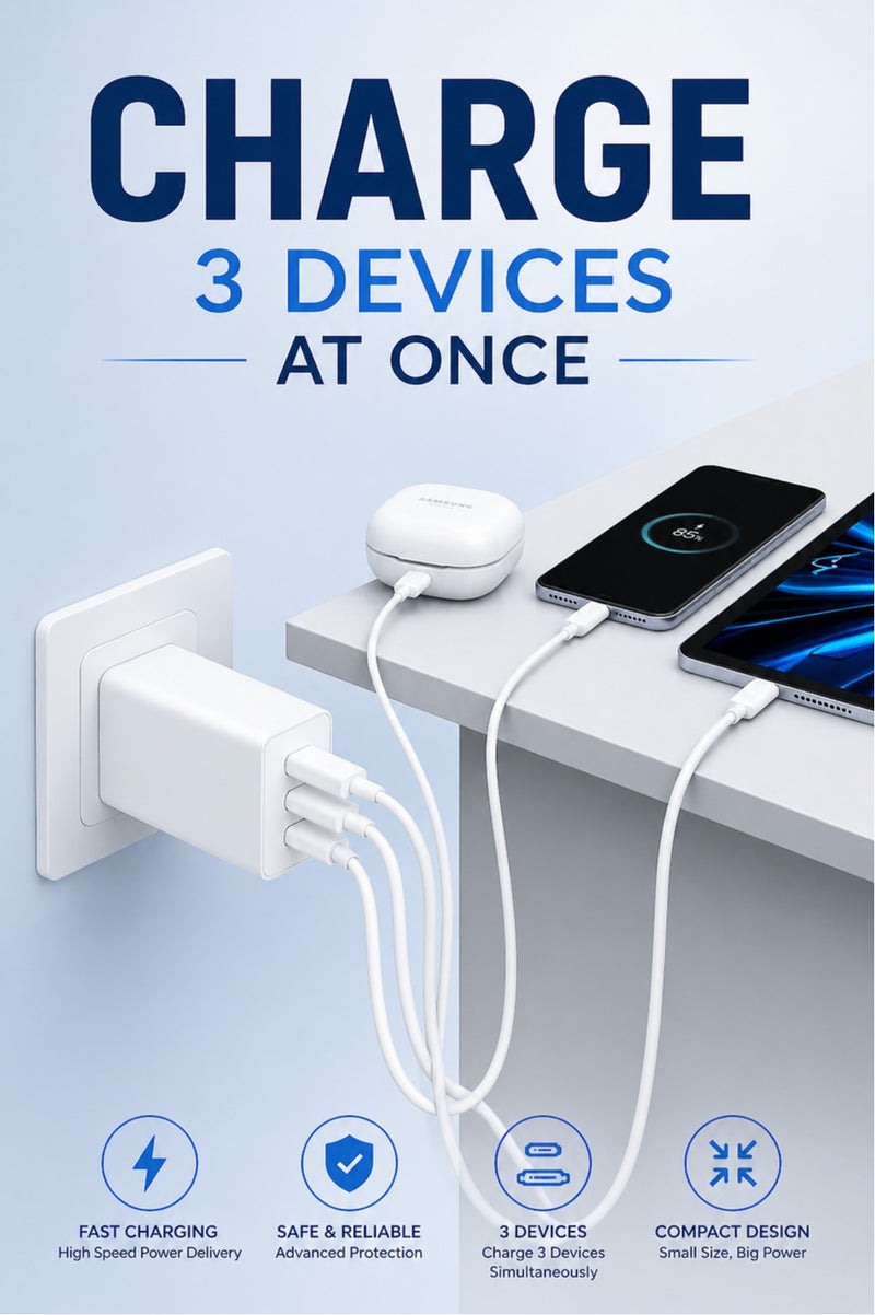 شاحن حائط USB-C PD بقوة 65 واط - محول طاقة سريع الشحن لأجهزة iPhone وXiaomi وHuawei وSamsung وغيرها. صغير الحجم، فعال، وعالمي. - Image 3