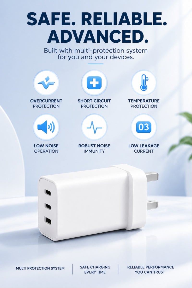 شاحن حائط USB-C PD بقوة 65 واط - محول طاقة سريع الشحن لأجهزة iPhone وXiaomi وHuawei وSamsung وغيرها. صغير الحجم، فعال، وعالمي. - Image 5