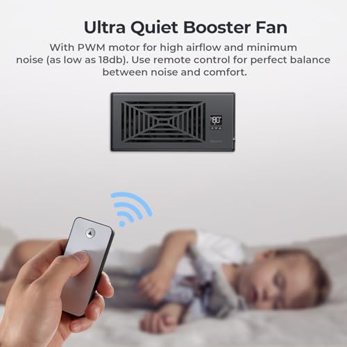 BIOWIND Quiet Register Booster Fan Fits 4" x 10" Register Holes, 10-Speed Smart Heating Cooling AC Vent Fan with Remote Control and Thermostat Control - Black - Image 5