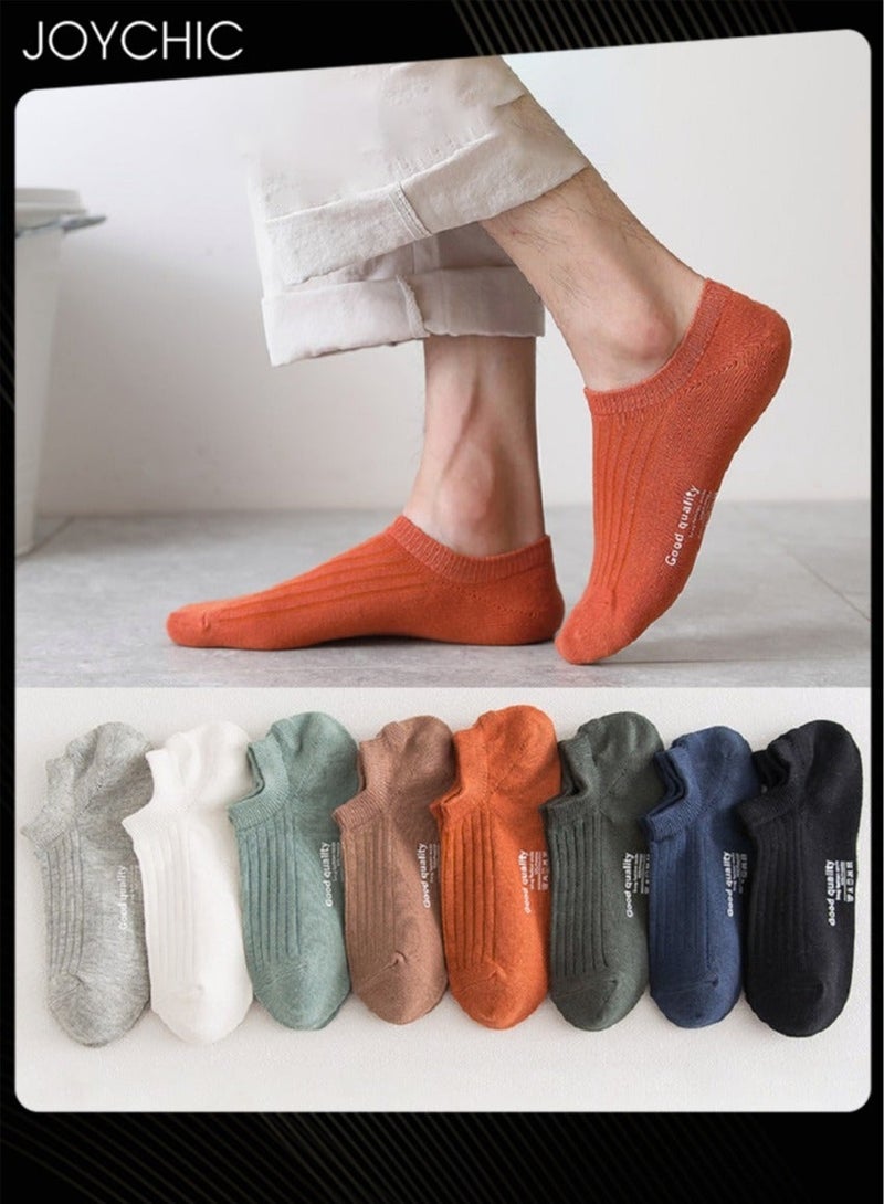 NIBEMINENT 8 Pair Cotton Casual Ankle Socks Sweat-absorbent Breathable Multicolour for Men - Image 1