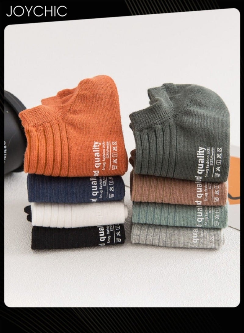 NIBEMINENT 8 Pair Cotton Casual Ankle Socks Sweat-absorbent Breathable Multicolour for Men - Image 3