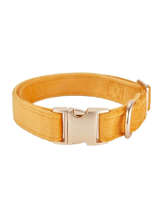 YUDOTE Soft Cotton Dog Collar with Metal Buckle Adjustable Heavy Duty Comfy Corduroy Collars for Small Medium Large Dogs,Orange,Large - Image 1