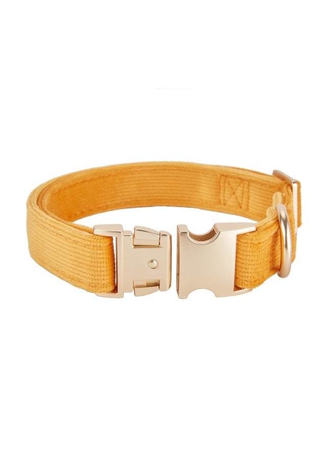 YUDOTE Soft Cotton Dog Collar with Metal Buckle Adjustable Heavy Duty Comfy Corduroy Collars for Small Medium Large Dogs,Orange,Large - Image 2