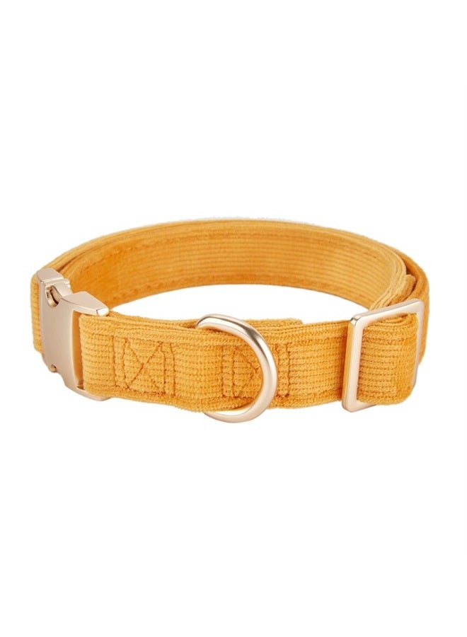 YUDOTE Soft Cotton Dog Collar with Metal Buckle Adjustable Heavy Duty Comfy Corduroy Collars for Small Medium Large Dogs,Orange,Large - Image 3