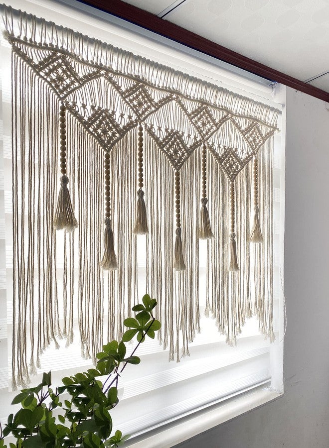 Youngeast Large Macrame Wall Hanging for Bedroom, Headboard, Window Curtains, Boho Wall Decor, Tapestry, Tassel Woven Backdrop 31"X39" (Wood Dowels Not Included) - Image 3