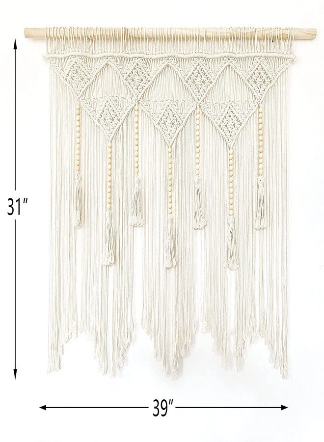 Youngeast Large Macrame Wall Hanging for Bedroom, Headboard, Window Curtains, Boho Wall Decor, Tapestry, Tassel Woven Backdrop 31"X39" (Wood Dowels Not Included) - Image 2