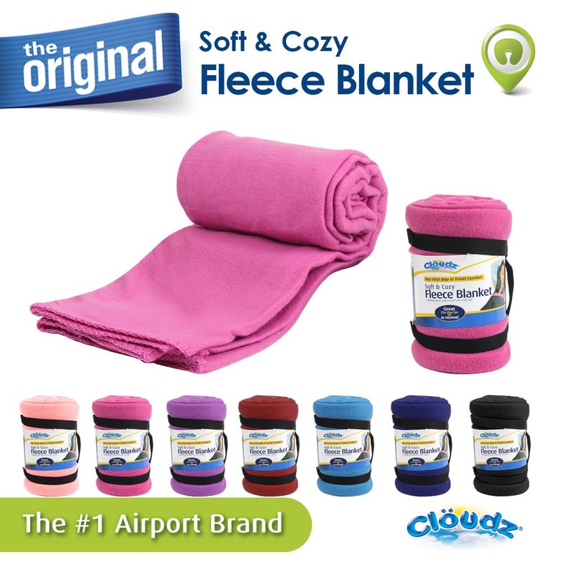 Cloudz Cozy Fleece Airplane Travel Blanket for Your Flight, Car, Camping, Home or Comforting Warmth Anywhere! - Fuchsia - Image 4