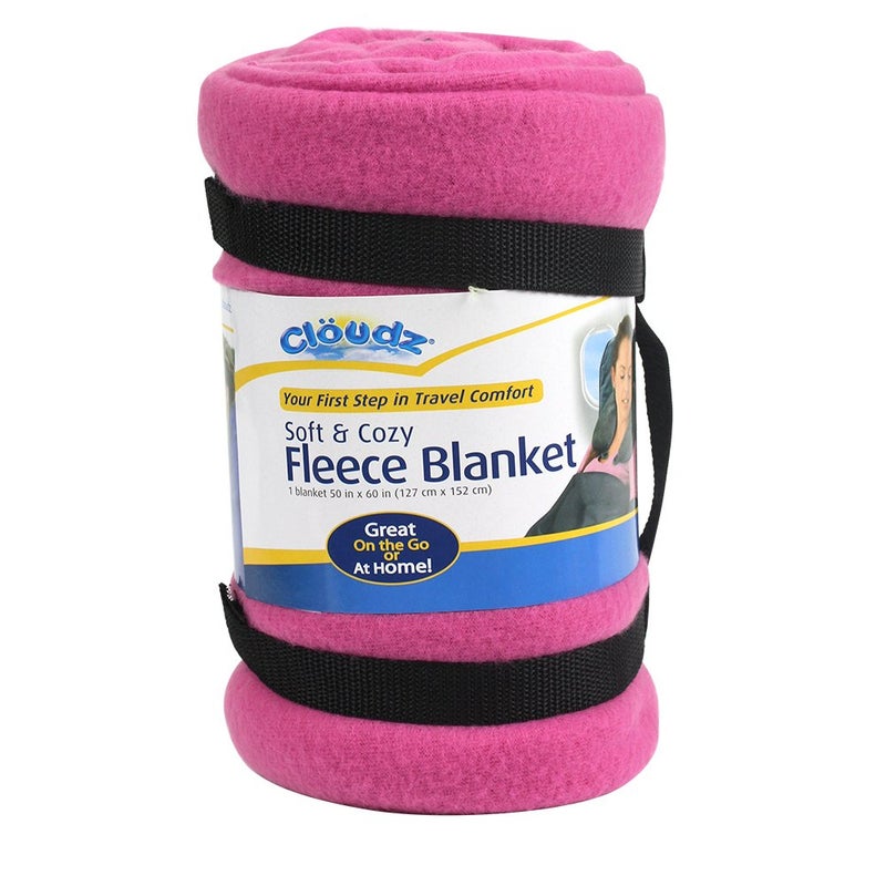 Cloudz Cozy Fleece Airplane Travel Blanket for Your Flight, Car, Camping, Home or Comforting Warmth Anywhere! - Fuchsia - Image 2