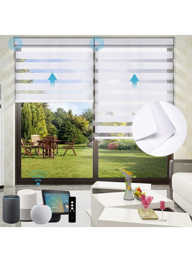 SmartWings Motorized Zebra Shades Compatible with HomeKit, Alexa SmartThings Google, Remote Control Light Filtering Sheer Shades, Wireless Cordless Roller Shades, Customized Size, Fabric Sample - Image 3
