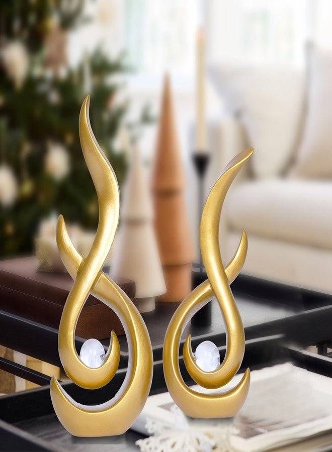 Dlfghos Gold Home Decor Statue Modern Abstract Sculpture Decorative Accent Art Round Geometric Centerpieces for Living Room Dining Bookshelf Entryway Table Office Desk Decorations - Image 3