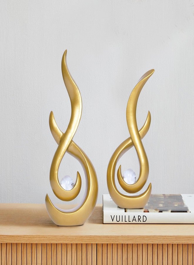 Dlfghos Gold Home Decor Statue Modern Abstract Sculpture Decorative Accent Art Round Geometric Centerpieces for Living Room Dining Bookshelf Entryway Table Office Desk Decorations - Image 4