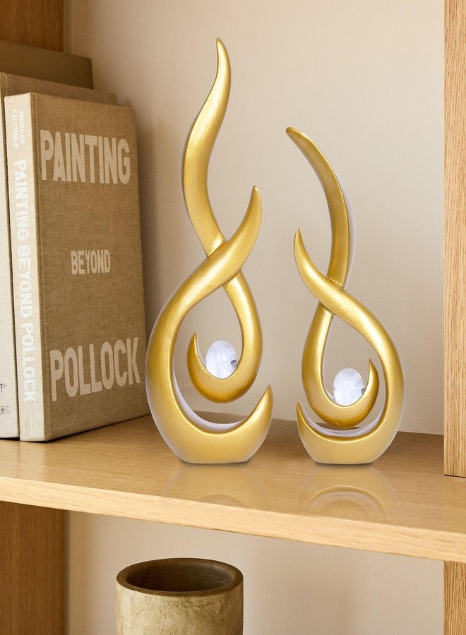 Dlfghos Gold Home Decor Statue Modern Abstract Sculpture Decorative Accent Art Round Geometric Centerpieces for Living Room Dining Bookshelf Entryway Table Office Desk Decorations - Image 2