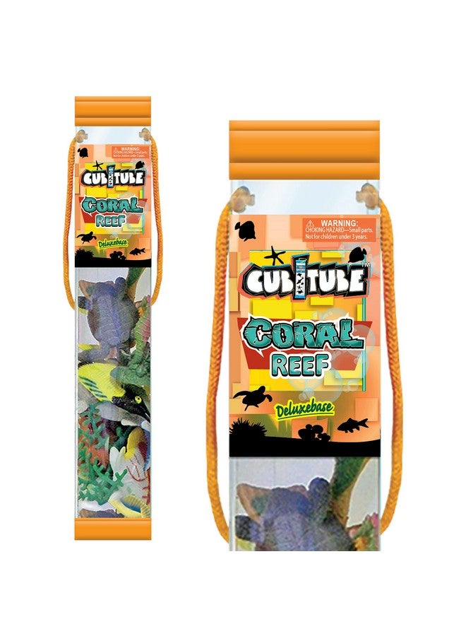Deluxebase Cubitube - Coral Reef from Deluxebase. 11 Piece Small Sea Life Figurines and Play Accessories Collection. Reusable Plastic Storage Tube of Ocean Animal Toys mini replicas. - Image 1