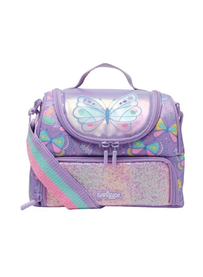 Smiggle Lively Butterfly Crossbody Insulated Lunch Bag for Students - Portable Lunch Box Storage Bag - Image 1