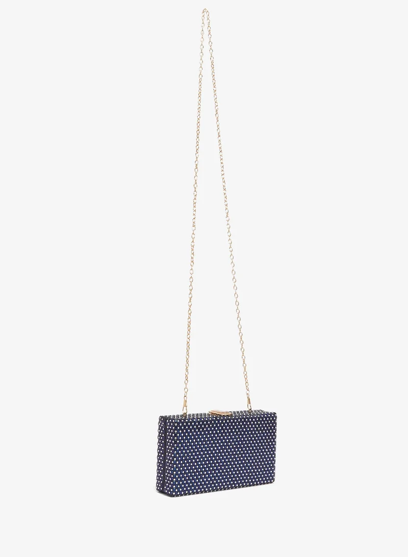 Khizana Blue Rhinestone Embellished Box Clutch for Women | Best Price UAE
