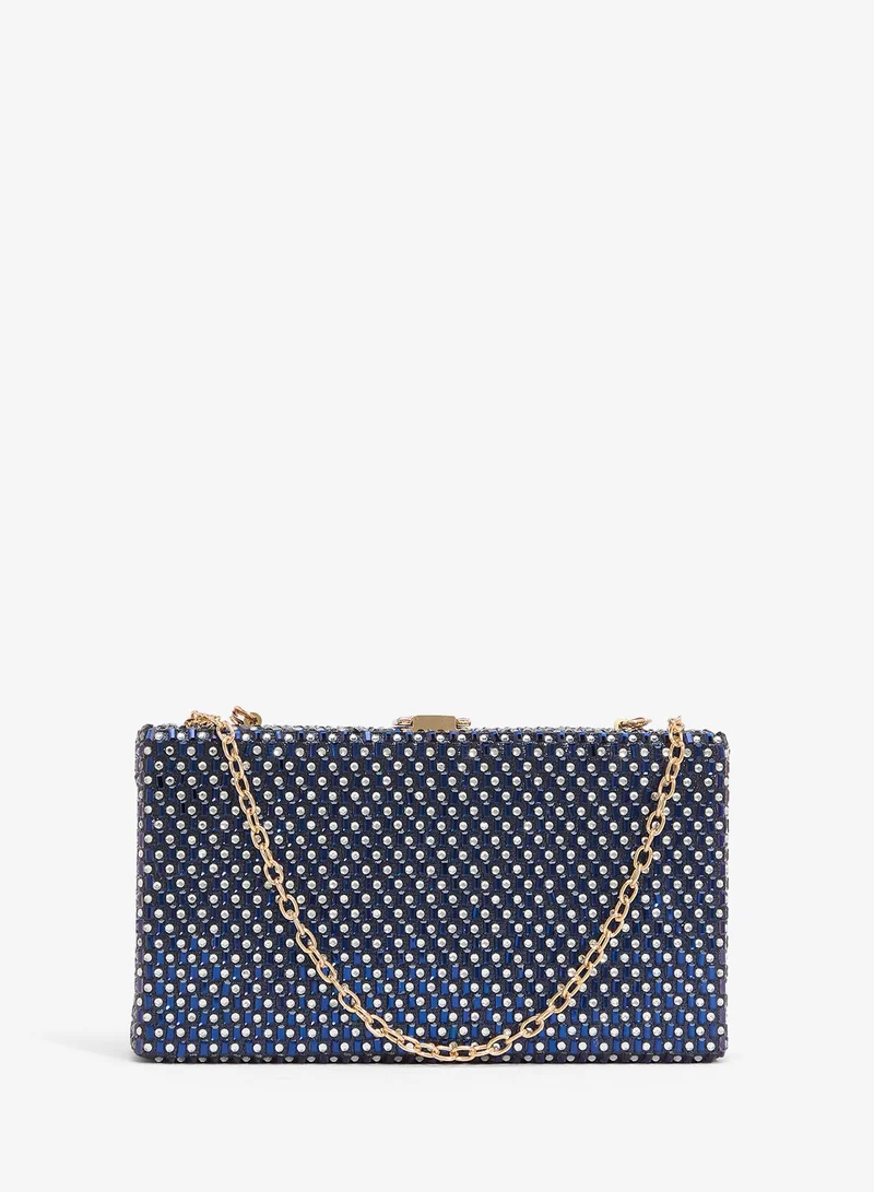 Khizana Blue Rhinestone Embellished Box Clutch for Women | Best Price UAE