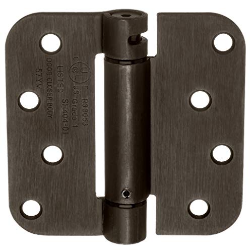 Dynasty Hardware Door Hinges 4Inch Spring Loaded Self Closing Hinges with 58 Radius Corners Heavy Duty for Interior or Exterior Doors Quiet Auto Close Action 2Pack Oil Rubbed Bronze Finish