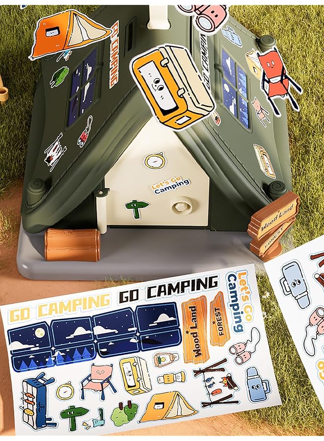 إيروريكس حصالة نقود على شكل خيمة لطيفة، حصالة نقود معدنية، صندوق توفير نقود، هدايا للأطفال، حصالة نقود بلاستيكية غير قابلة للكسر، حصالة نقود إبداعية، لعبة مع مفاتيح، ملصقات، ديكور منزلي للأطفال، بنات، أولاد، أخضر - Image 3