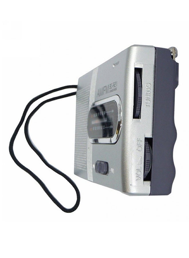 Mini Portable AM/FM Radio Speaker 295729 Silver/Black - Image 3