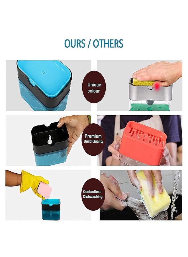 Ankur 2 in 1 Soap Dispenser Sponge Holder for Dishwasher Liquid, Liquid Dispenser Through Pump - Image 2
